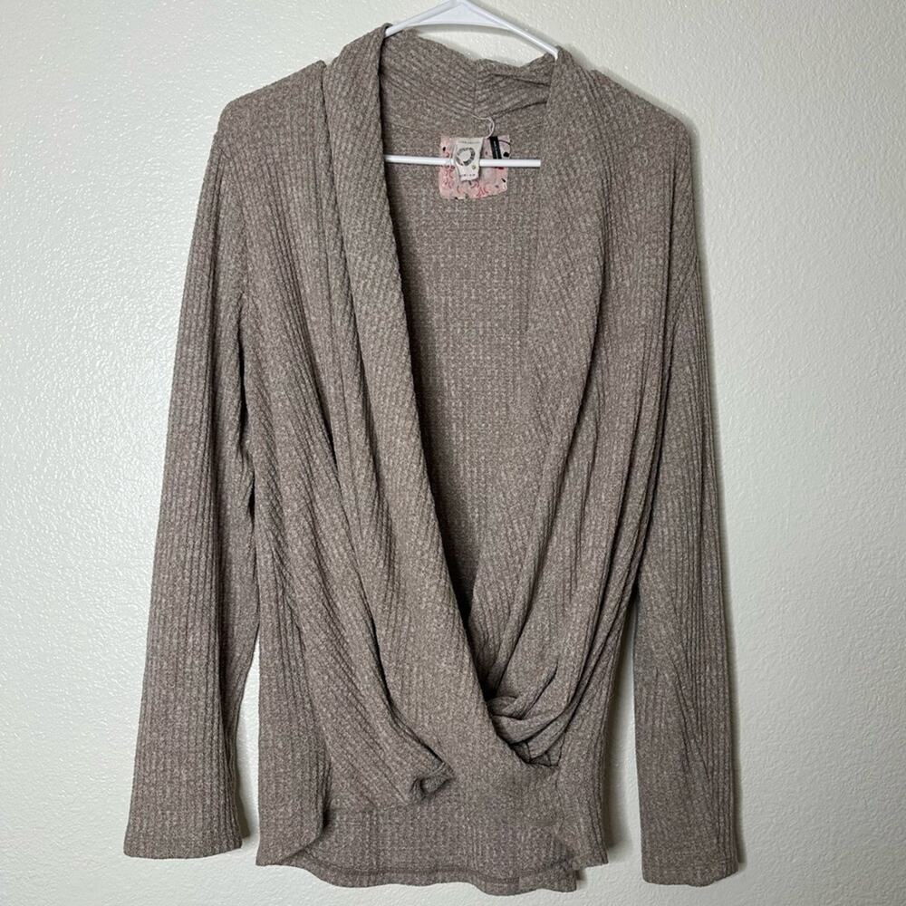 Akemi + Kin Anthropologie Woodruff Wrap Waffle Knit Sweater XL